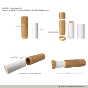 Refillable Bamboo Concealer Lip Balm Tubes